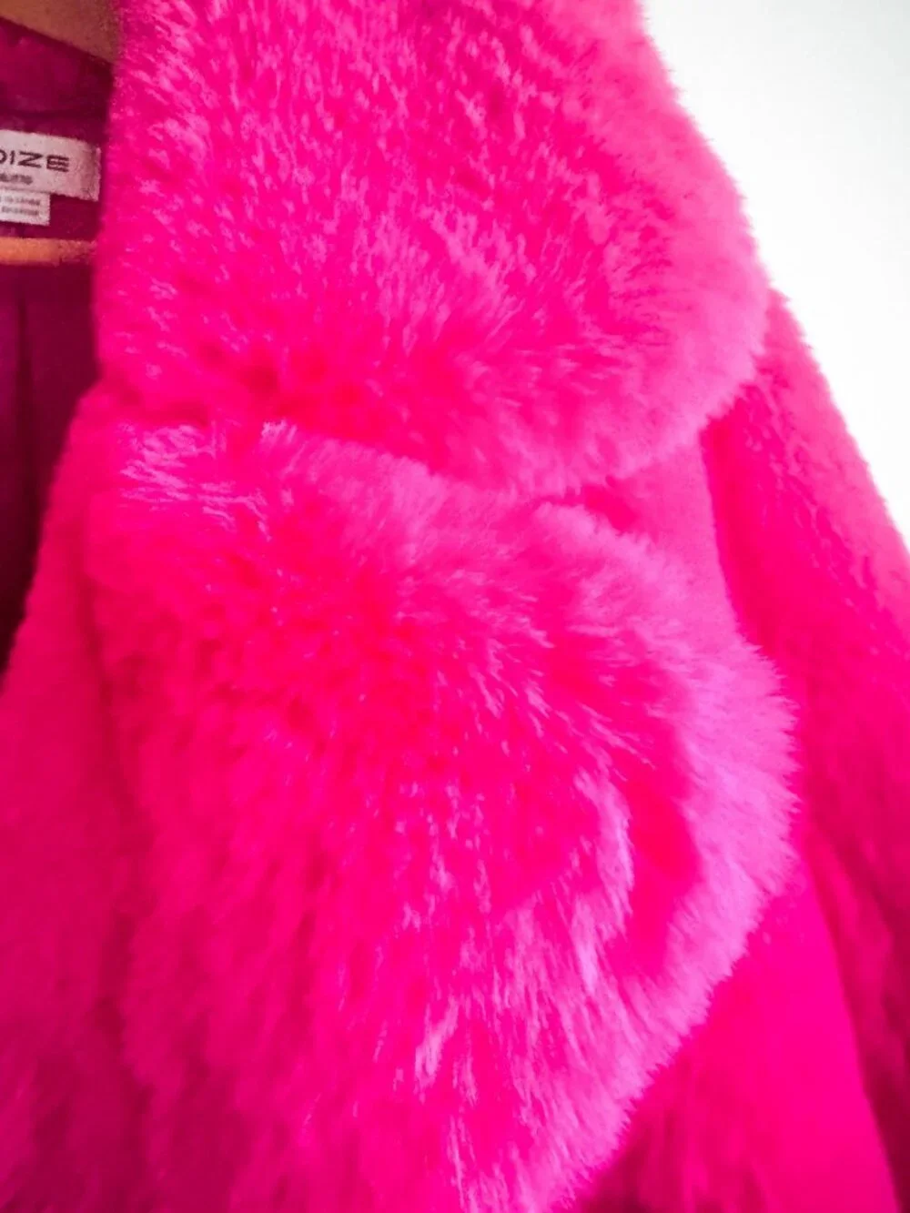 Noize Hot Pink Super Plush Faux Fur  Midi Teddy Coat NEW XXL - Picture 5 of 9